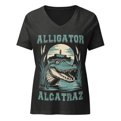 Aligator Alcatraz - Women’s relaxed v-neck t-shirt - Image 9