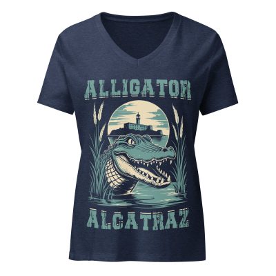 Aligator Alcatraz - Women’s relaxed v-neck t-shirt - Image 5